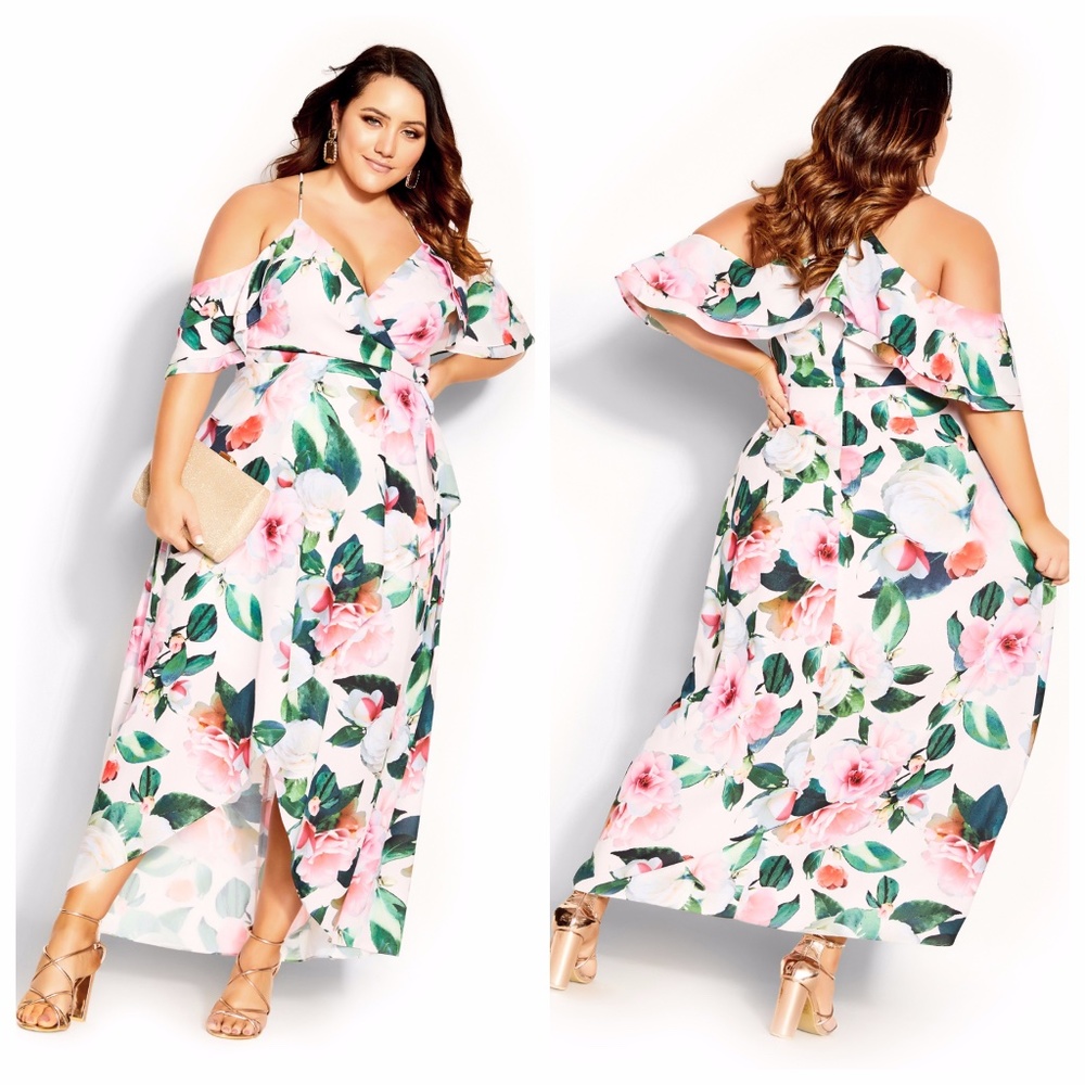 NWT CITY CHIC Garden Maxi Dress Pink Size 18 - Picture 1 of 16